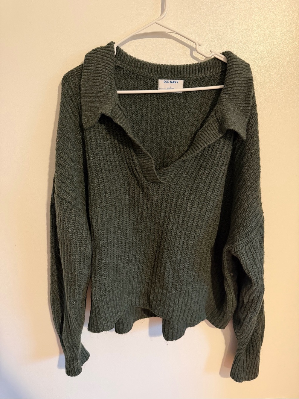 Old Navy Olive V-Neck Collared Sweater